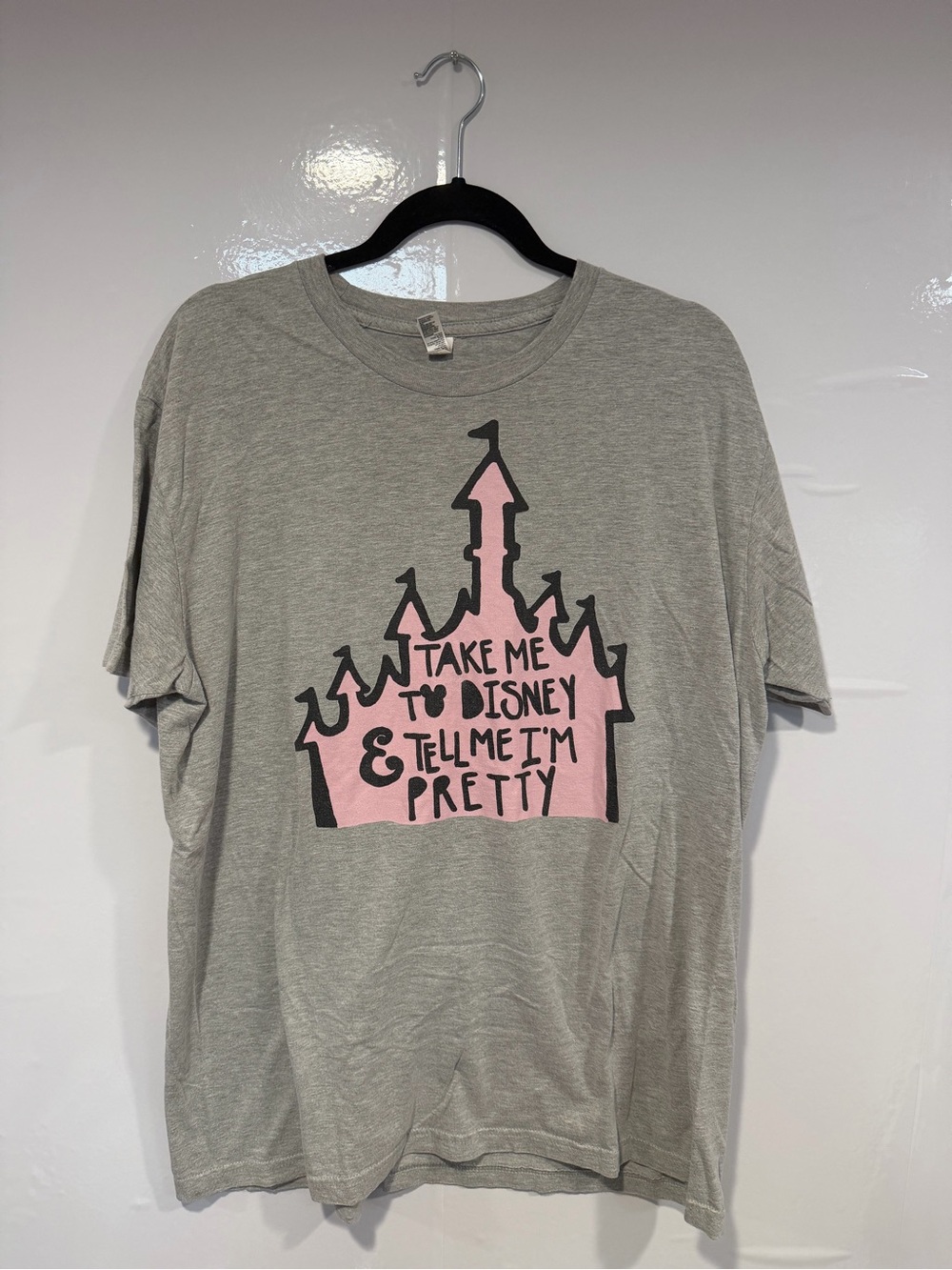 Gray‎ Disney Tee with Pink Castle “take me to Disney and tell me I’m pretty”